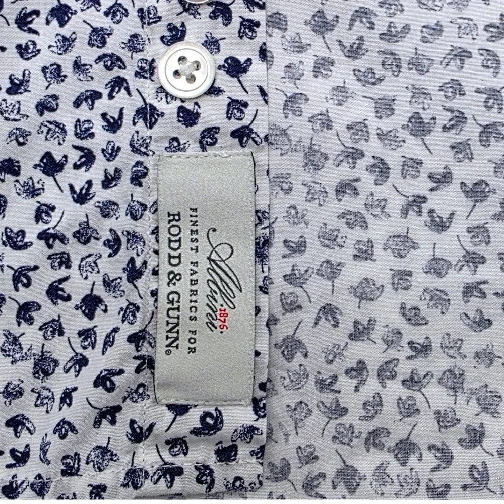 Rodd &‎ Gunn Mens Sports Fit Floral Button-Down Shirt White Navy Blue
